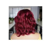Femmes Cheveux Parrucca 100% capelli umani parrucca completa corpo onda Romance Curl corto sciolto stile onda ombre bordeaux nero radice capelli Remy Bobbi Extension per Capelli