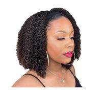 Femmes Cheveux Parrucca Afro Kinky Curly Headband Capelli Umani 180% Densità Parrucche Afro for Donne Nere Ricci Naturali Capelli Umani Senza Colla Extension per Capelli(16inch)