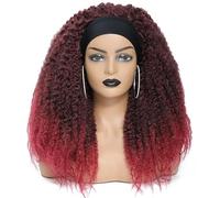 Femmes Cheveux Parrucca Afro Kinky Marley Twist Parrucca nera for capelli castani Ombre Parrucca for capelli con trecce Marley Parrucca for capelli intrecciata sintetica Extension per Capelli(Wine red
