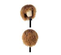 Femmes Cheveux Parrucca afro riccia corta da 12 pollici con frangia for donne nere Parrucca for capelli ricci crespi Parrucche afro sintetiche complete Extension per Capelli(Light blonde)