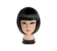 Femmes Cheveux Parrucca da 12,6 pollici con frangia, parrucche corte e lisce for cosplay, for feste a tema da donna Extension per Capelli(Black)