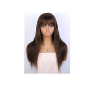 Femmes Cheveux Parrucca lunga e liscia color cioccolato 100% capelli umani con frangia for donna, capelli brasiliani Remy, realizzata quotidianamente Extension per Capelli(24inches)