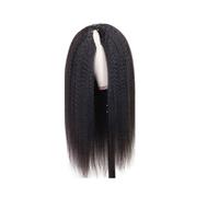 Femmes Cheveux Parrucca riccia liscia con riga a V, capelli umani, senza risciacquo, riga a U, parrucche brasiliane Yaki lisce Remy for donne Extension per Capelli(180 Density,24inch)