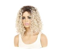 Femmes Cheveux Parrucca sintetica for capelli corti Ricci crespi sciolti Afro profondo Marrone scuro Biondo Ombre Colore for le donne Parrucche Cosplay di Halloween Extension per Capelli