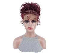 Femmes Cheveux Parrucca sintetica intrecciata con chignon, parrucca con trecce a treccine in pizzo completo for donne nere, parrucche con treccia frontale e coda di cavallo da 10 pollici Extension per