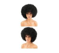 Femmes Cheveux Parrucca sintetica riccia afro crespa con frangia, parrucca cosplay for donne Extension per Capelli(Black)