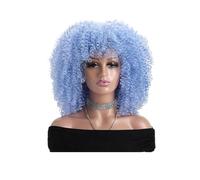 Femmes Cheveux Parrucche afro crespe e ricce da 16 pollici for donne nere Parrucca corta dall'aspetto naturale con frangia Nessuna parte anteriore in pizzo Capelli sintetici for feste quotidiane Exten