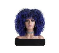 Femmes Cheveux Parrucche afro crespe e ricce da 16 pollici for donne nere Parrucca corta dall'aspetto naturale con frangia Nessuna parte anteriore in pizzo Capelli sintetici for feste quotidiane Exten