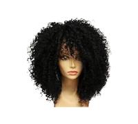 Femmes Cheveux Parrucche afro crespe e ricce da 16 pollici for donne nere Parrucca corta dall'aspetto naturale con frangia Nessuna parte anteriore in pizzo Capelli sintetici for feste quotidiane Exten