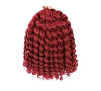 Femmes Cheveux Parrucche all'uncinetto giamaicane da 8 pollici, capelli ricci intrecciati for donne nere, 3 pezzi Extension per Capelli(RED)