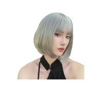 Femmes Cheveux Parrucche Bob Lisce Corte da 10 Pollici con Frangia for Donne, Parrucca Sintetica for Cosplay, Quotidiano, Halloween Extension per Capelli(Silver grey)
