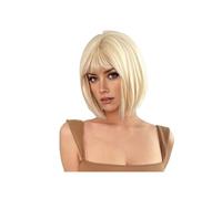 Femmes Cheveux Parrucche Bob Lisce Corte da 10 Pollici con Frangia for Donne, Parrucca Sintetica for Cosplay, Quotidiano, Halloween Extension per Capelli(Blonde)