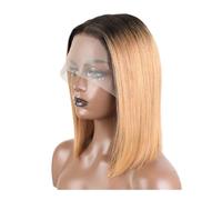 Femmes Cheveux Parrucche di capelli umani lisci 13x6x1 con parte centrale in pizzo frontale a T, parrucche Remy con densità 180 for donne Extension per Capelli(Ombre Blonde,8inch)