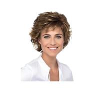 Femmes Cheveux Parrucche grigie corte ricce da 12 pollici, parrucche sintetiche a strati con riccioli naturali, parrucca for costume di Halloween for donne Extension per Capelli(Brown blonde)