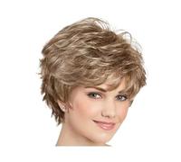 Femmes Cheveux Parrucche grigie corte ricce da 12 pollici, parrucche sintetiche a strati con riccioli naturali, parrucca for costume di Halloween for donne Extension per Capelli(Drak blonde)