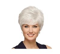 Femmes Cheveux Parrucche grigie corte ricce da 12 pollici, parrucche sintetiche a strati con riccioli naturali, parrucca for costume di Halloween for donne Extension per Capelli(White)