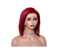 Femmes Cheveux Parrucche in pizzo for capelli umani da 10 pollici for donne Parrucche frontali in pizzo dritto corto Parrucche Bob Parrucca di capelli Remy for feste cosplay Extension per Capelli(Red)