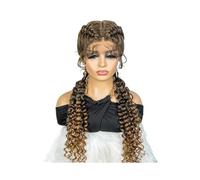 Femmes Cheveux Parrucche intrecciate senza nodi da 30 pollici for donne nere Parrucca frontale in pizzo nero sintetico for donne Extension per Capelli(Light brown)