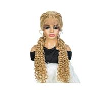 Femmes Cheveux Parrucche intrecciate senza nodi da 30 pollici for donne nere Parrucca frontale in pizzo nero sintetico for donne Extension per Capelli(Ash Blonde)
