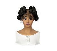 Femmes Cheveux Parrucche intrecciate trasparenti in pizzo pieno, parrucca sintetica senza nodi fatta a mano for donne nere da 6 pollici Extension per Capelli(Black)