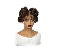 Femmes Cheveux Parrucche intrecciate trasparenti in pizzo pieno, parrucca sintetica senza nodi fatta a mano for donne nere da 6 pollici Extension per Capelli(Brown)