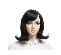 Femmes Cheveux Parrucche ondulate for donne 16'' Cosplay Parrucca di media lunghezza Parrucche for donne con capelli lisci Extension per Capelli(Black)