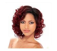Femmes Cheveux Parrucche ricce corte bordeaux da 12 pollici for capelli sintetici for donna Parrucca corta rosso vino Ombre Extension per Capelli