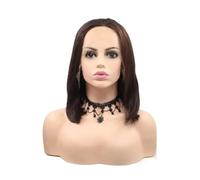 Femmes Cheveux Parrucche sintetiche da 14 pollici con pizzo frontale marrone, corte e dritte, in fibra resistente al calore Extension per Capelli