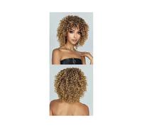 Femmes Cheveux Parrucche sintetiche for capelli ricci for donna Parrucche afro corte for capelli ricci crespi corti Capelli cosplay senza colla Extension per Capelli(Brown Blonde)