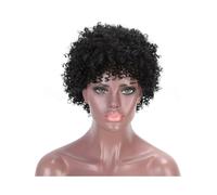 Femmes Cheveux Piccole parrucche sintetiche ricci con frangia Parrucca corta di colore nero da 6 pollici for uso cosplay quotidiano delle donne Extension per Capelli