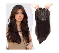 Femmes Cheveux Topper for capelli da donna, 13'' lisci con frangia for capelli diradati, extension for capelli sintetici Extension per Capelli(Drak Brown)