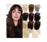 Femmes Cheveux Topper for capelli for donna, Topper for capelli veri con frangia, 3 clip in capelli lisci brasiliani Remy, base in pizzo traspirante 12x13 cm Extension per Capelli(Medium Brown+Dark Bl