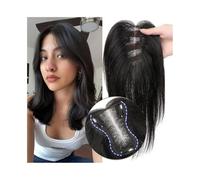 Femmes Cheveux Topper for capelli for donne, 10" veri capelli umani, copertura totale a 360°, con base in pizzo svizzero, pezzi di capelli lisci naturali Extension per Capelli