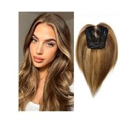 Femmes Cheveux Topper for capelli for donne Topper for capelli veri da 10", Topper for capelli legati a mano 12x13 cm con base in pizzo svizzero in una parte di capelli lisci Remy Extension per Capell