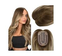Femmes Cheveux Topper for capelli umani 3×5 pollici Mono Top Base Capelli vergini brasiliani Pezzo di capelli invisibile for donne con fermaglio for capelli diradanti in Capelli lisci naturali Topper