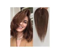 Femmes Cheveux Topper for capelli umani 9x10 cm Clip con base in pizzo nei capelli Topper for capelli umani Remy lunghi da 10 pollici for donna Extension per Capelli(Chocolate Brown)