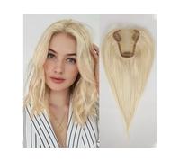 Femmes Cheveux Topper for capelli umani 9x10 cm Clip con base in pizzo nei capelli Topper for capelli umani Remy lunghi da 10 pollici for donna Extension per Capelli(Light Blonde)