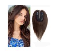 Femmes Cheveux Topper for capelli umani da 10 pollici con frangia, 9×14 cm Base in pizzo svizzero traspirante Pezzi di capelli lisci Remy con clip for frangia in Topper for capelli umani for donna Ext