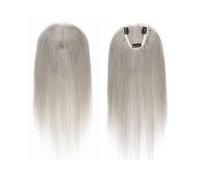 Femmes Cheveux Topper for capelli umani da 14 pollici for donne, 8,5x10,5 cm, base in seta, clip in topper for capelli Extension per Capelli(Grey)