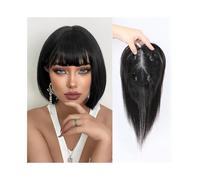 Femmes Cheveux Topper for capelli umani da donna con clip in pezzi lisci di veri capelli umani 9x14 cm Topper for capelli con base in pizzo svizzero for diradamento/perdita di capelli Extension per Ca