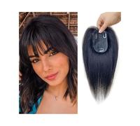 Femmes Cheveux Topper for capelli umani Remy for donna 7×10 cm Topper for capelli legati a mano traspiranti con base in rete di seta, clip for pelle invisibile all'attaccatura naturale da 10" in pezzi