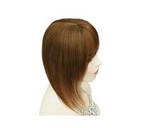 Femmes Cheveux Topper for capelli veri Remy con frangia, 13x13 cm, for donne con perdita di capelli, base in seta con trama di capelli Extension per Capelli(12inch,Brown)