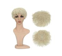 Femmes Cheveux Topper sintetico for capelli ricci naturali, pezzo di ricambio for capelli, 13x13 cm, clip for capelli corti nelle estensioni dei capelli ondulati Extension per Capelli(Blonde)