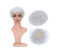 Femmes Cheveux Topper sintetico for capelli ricci naturali, pezzo di ricambio for capelli, 13x13 cm, clip for capelli corti nelle estensioni dei capelli ondulati Extension per Capelli(Silver Grey)