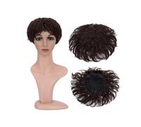 Femmes Cheveux Topper sintetico for capelli ricci naturali, pezzo di ricambio for capelli, 13x13 cm, clip for capelli corti nelle estensioni dei capelli ondulati Extension per Capelli(Chocolate Brown)