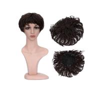 Femmes Cheveux Topper sintetico for capelli ricci naturali, pezzo di ricambio for capelli, 13x13 cm, clip for capelli corti nelle estensioni dei capelli ondulati Extension per Capelli(Dark Brown)