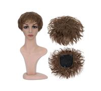 Femmes Cheveux Topper sintetico for capelli ricci naturali, pezzo di ricambio for capelli, 13x13 cm, clip for capelli corti nelle estensioni dei capelli ondulati Extension per Capelli(Brown)
