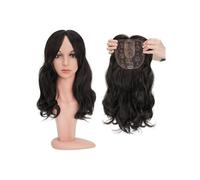 Femmes Cheveux Toppers for capelli ondulati da 18'' con frangia for donna Posticci sintetici che aggiungono volume ai capelli Toppers for capelli a strati lunghi Extension per Capelli(Natural Black)
