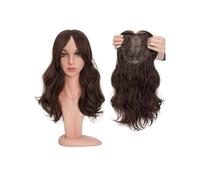 Femmes Cheveux Toppers for capelli ondulati da 18'' con frangia for donna Posticci sintetici che aggiungono volume ai capelli Toppers for capelli a strati lunghi Extension per Capelli(Brown)