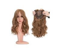 Femmes Cheveux Toppers for capelli ondulati da 18'' con frangia for donna Posticci sintetici che aggiungono volume ai capelli Toppers for capelli a strati lunghi Extension per Capelli(Ash Blonde)